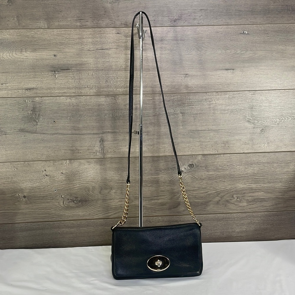 Coach Crosstown In Polished Pebble Black/Gold Leather Cross Body Bag